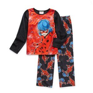 Girls Miraculous Lady Bug Pajamas 8 Fleece Long Sleeve Shirt & Pants 2 pc